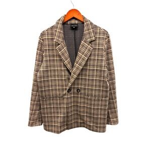 Tea n Rose Plaid Double Breasted Blazer Jacket Women's Large Stretch